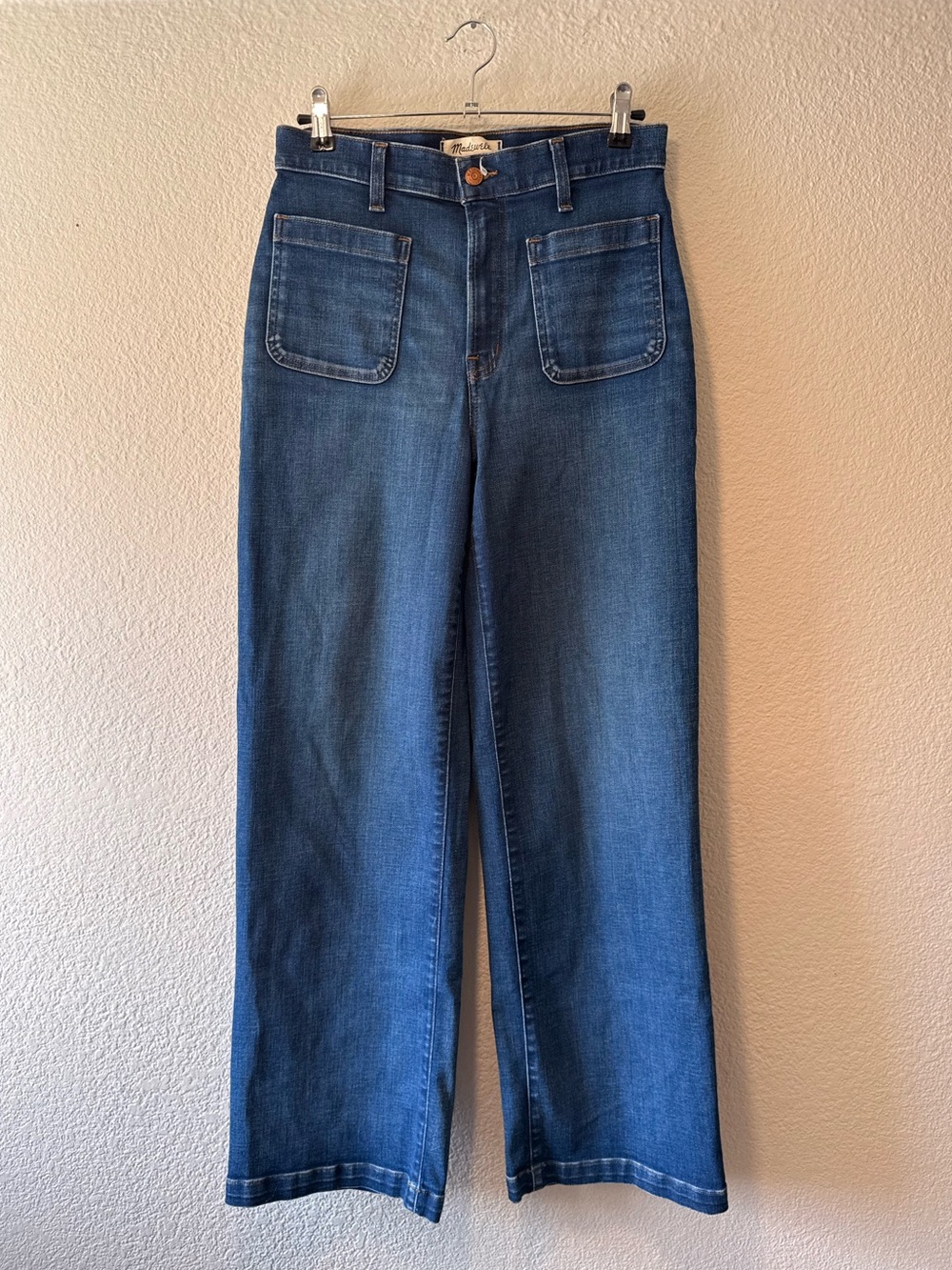 MADEWELL Emmett Wide-Leg High-Rise Jeans in Medium Blue Denim